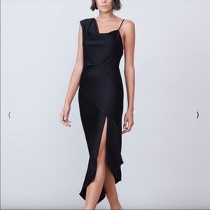 ALLEN SCHWARTZ EVERLY ASYMMETRICAL DRESS, SIZE 6 BLACK
